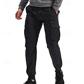 cheap Cargo Pants-Men&#039;s Cargo Pants Joggers Tactical Pants Trousers Elastic Waist Multi Pocket Elastic Cuff Plain Wearable Outdoor Daily Camping &amp; Hiking Fashion Classic Black Wine