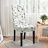 billiga Matstolsöverdrag-stretchig blommig matstolsöverdrag elastisk högryggad matstolsöverdrag överdrag för matstolar med blommönster lätt att montera och ta bort skyddar mot spill och fläckar maskintvättbar