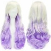 economico Parrucche di Carnevale-Parrucca ombre arcobaleno in capelli sintetici con frangia rossa gialla viola verde blu per donne nere Festa di Halloween Cosplay