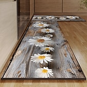 preiswerte Küchenteppiche &amp; Matten-Küchenteppich mit Gänseblümchenmuster, rutschfeste, ölbeständige Bodenmatte, Wohnzimmerteppich, Indoor-Outdoor-Matte, Schlafzimmerdeko, Badezimmermatte, Eingangsteppich, Türmatte