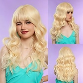 levne Syntetické trendy paruky-Syntetické paruky Uniformy Kariéra kostýmy Princeznovské Kudrny Curly Weave Střední část Vrstvený střih na stroji Paruka 20&quot; Světle blonďatá Umělé vlasy Dámské cosplay Párty Módní Blonďatá