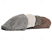 preiswerte Herrenhüte-Herren Schiebermütze Baskenmütze Ascot-Hut Ballonmütze Braun Beige Leinen Modisch Brautkleider schlicht Strasse Täglich Glatt Einstellbar Sonnenschutz Atmungsaktiv