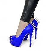 economico Tacchi a Piattaforma-tacchi alti neri a spillo da donna - décolleté con plateau borchiate punk rock per clubwear e feste