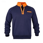 Men's Sweatshirt Quarter Zip Sweatshirt Black Navy Blue Fuchsia Light Grey Dark Gray Half Zip Color Block Patchwork Sports & Outdoor Daily Holiday Polyester Streetwear Basic Casual Spring & Fall 24