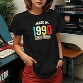 levne Retro grafika-retro vintage tričko basic trička z 90. let pro dospělé dámské horké razítkové párty ležérní denní směs bavlny