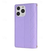 お買い得  iPhone用ケース-電話 ケース 用途 iPhone 16 iPhone 15 14 Pro Max Plus iPhone 13 12 11 Pro Max Mini ウォレットカードケース 磁石バックル ジッパ－ ストラップ付き レトロ風 幾何学模様 TPU PUレザー