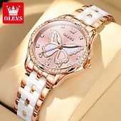 levne Quartz hodinky-olevs 5610 dámské hodinky elegantní módní kamínková luneta keramický řemínek náramkové hodinky vodotěsné svítící automatické hodinky