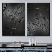 preiswerte Landschaftsgemälde-abstraktes schwarzes Ölgemälde handgemachtes Wabi Sabi Ölgemälde handgemachte Wandkunst beige abstraktes Gemälde auf Leinwand ein Paar beige Textur Wandkunst neutrale abstrakte Wandkunst Boho Wal