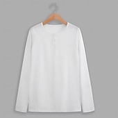 preiswerte Lässiges Henley-T-Shirt-Herren T Shirt Henley Shirt T-Shirt langarmshirt Glatt Henley Strasse Urlaub Langarm Bekleidung Modisch Designer Basic