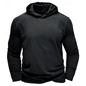 abordables sudaderas basicas hombre-Hombre Sudadera Negro Blanco Verde Ejército Azul Real Caqui Con Capucha Plano Deporte Diario Festivos Algodón Ropa de calle Básico Casual Primavera &amp; Otoño Ropa Sudaderas con capucha Sudaderas