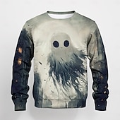 billiga Pojkes Halloween kostymer-Halloween Pojkar 3D Grafisk Dödskalle Tröja Långärmad Vår Höst Mode Grundläggande Polyester Barn 4-12 år Rund hals Utomhus Ledigt Dagligen Normal