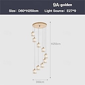 olcso Csillárok-csillár led kristály 6/9 fényű süllyesztett lámpák csigalépcső hosszú csillár villa lépcső könnyű duplex csillár 110-240v