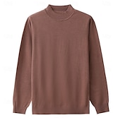 billige genser for menn-Herre Turtleneck genser Pullover genser Riflet Strikke Helfarge Mock Neck Elegant Årgang Formell Hjem Klær Biskop Høst Vinter Svart Hvit M L XL