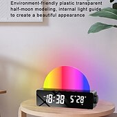 abordables Lumières intelligentes-Lumière LED intelligente réveil lumineux simulateur d&#039;aube lampe soleil de chevet lumière nocturne multicolore avec chargeur USB
