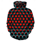 baratos Padrão 3D-Homens Geométrica 3D Moletom Moletons Designer Básico Manga Longa Com Capuz Vermelho Azul Outono Designer