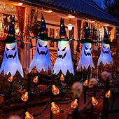 abordables Halloween en Plein Air-Décorations d&#039;Halloween à suspendre, fantômes éclairés, veilleuses LED pour extérieur et intérieur, pour patio, arbre, jardin, fête d&#039;Halloween, décoration de la maison, 1/2/4/8 pièces