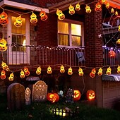 billige Halloween utendørs-halloween lys opp gresskar streng lys 10/20led jack o lanterne vanntette batteridrevne lys for innendørs utendørs soverom ferie fest halloween dekorasjon