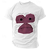お買い得  アニマルプリントTシャツ-男性用 猿 Tシャツ 半袖 Tシャツ 3Dプリント クルーネック シャツ ファッション アスレイジャー ストリート スポーツ・アウトドア ブラック ホワイト イエロー 夏 春 衣類 S M L XL XXL XXXL