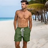 economico Vacanza-Per uomo Shorts Shorts di Lino Pantaloncini Estivi Coulisse Elastico in vita Gamba Dritta Semplice Comodità Traspirante Sopra il ginocchio Casuale Quotidiano Ferie Moda Stile Classico Nero Bianco