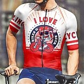 abordables Maillots pour hommes-Homme Maillot Velo Cyclisme Manche Courte Cyclisme Tee-shirt Maillot avec 3 poches arrière VTT Vélo tout terrain Respirable Séchage rapide Conception anatomique Mèche Jaune Rouge Bleu Bande dessinée