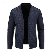 preiswerte Herren Strickjacke-Herren Strickjacke Kurzer Pullover Strickpullover Herren Pullover Gerippt Stricken Standard Knopf hoch Seitentaschen Bogengimpe V Ausschnitt Modisch Klassisch Freizeitskleidung Verabredung Bekleidung