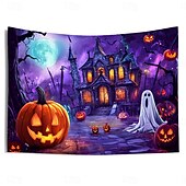 economico arazzi da parete di halloween-decorazioni di halloween arazzo con luce nera uv reattivo fosforescente festa fosforescente casa stregata psichedelico trippy nebbioso arazzo appeso arte murale per soggiorno camera da letto fantasma