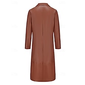 billige Trenchcoat for menn-Herre Lærjakker Overgangsjakke Trenchcoat Lang trenchcoat Feriereise Daglig Høst vinter PU Lær Hold Varm Vindtett Yttertøy Klær Mote Klassisk عادي Lomme Knaphul Enkeltkneppet