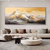baratos Pinturas de Paisagens-Pintura a óleo sobre tela pintada à mão montanha dourada pinturas de paisagens sala de estar grande arte de parede pintura personalizada decoração de casa sem moldura