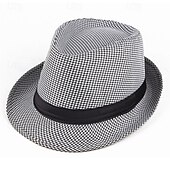 abordables Chapeau Fedora-Homme Chapeau du Kentucky Derby Chapeau de Soleil Chapeau à bord sauvage Haut-de-forme Noir Jaune Polyester Mode Occasionnel Rue Quotidien Pied-de-poule Respirant
