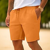 baratos Feriado-Homens Calção Shorts de verão Shorts de praia Com Cordão Cintura elástica Perna reta Tecido Conforto Respirável Curto Casual Diário Feriado Moda Estilo Clássico Branco Azul Marinha