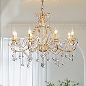 economico Lampadari-lampadario a led bianco caldo 6/8 luci 60cm/80cm lampadario di design unico in cristallo europeo di lusso francese retrò e12/e14 per camera da letto sala da pranzo 110-240v