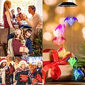 cheap Landscape Lights-Bat Solar Wind Chimes for Outdoor, Waterproof Color-Changing LED Memorial Bat Wind Chimes Women Gifts for Mom, Automatic Light Sensor Windchimes Birthday Gifts for Party Yard Garden