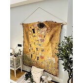 voordelige Jacquard geweven wandtapijten-jacquard geweven met kwastje hanging tapestry wall art large tapestry mural decor photo achtergrond deken gordijn thuis slaapkamer woonkamer decoratie klimt de minnaar