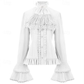 levne Topy-Retro Středověké Renesanční Halenka / košile Ren Faire Upír Pirát Pevná barva Dámské Pirát Královský Steampunk Plesová maškaráda Běžné / Denní Dospělé Tričko
