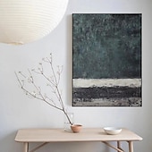 abordables Peintures natures mortes-Peinture à l&#039;huile abstraite noire faite à la main sur toile, grand couteau à palette texturé abstrait peint à la main, peinture à l&#039;huile boho, art mural personnalisé, œuvre minimaliste contemporaine