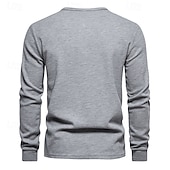 abordables Camiseta informal tipo henley-Hombre Camiseta con botones Camiseta Henley Shirt Tee Manga Larga Henley Primavera &amp; Otoño Plano Moda Design Básico Vacaciones Calle Noche Negro Blanco Gris oscuro Camiseta superior para hombre