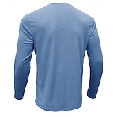 preiswerte Lässiges Henley-T-Shirt-Herren Henley Shirt Tee langarmshirt Glatt Henley Casual Festtage Langarm Button-Down Bekleidung Baumwollmischung Modisch Designer Komfortabel Essential