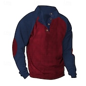 abordables Sudaderas Básicas_-Hombre Sudadera Sudadera con un cuarto de cremallera Albaricoque Negro Vino Verde Ejército Rojo Media cremallera Bloque de color Deporte Diario Festivos Pana Ropa de calle Básico Casual Primavera