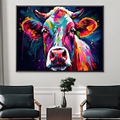 abordables Peintures animaux-peinture à l&#039;huile de vache colorée peinte à la main peinture à l&#039;huile d&#039;animaux faite à la main sur toile art mural peint à la main décoration intérieure peinture d&#039;animaux de la ferme œuvre d&#039;art