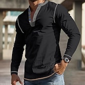 levne Ležérní tričko Henley-Pánské Tričko Tričko Henley Vaflové pletené tričko Tričko Top Tričko s dlouhým rukávem Barevné bloky Henley ulice Dovolená Dlouhý rukáv Slátanina Oblečení Polyester Módní Designové Základní