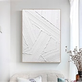 preiswerte Stillleben-Gemälde-3D-Ölgemälde in Weiß, handgemalt, dickes strukturiertes Ölgemälde, handgemaltes beige-weißes Gemälde auf Leinwand, abstraktes 3D-Ölgemälde in Weiß mit Struktur, Wandkunst, Gemälde für Wohnzimmer,