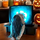 olcso Halloween kellékvilágítás-halloween horror gyanta dekoratív lámpa műalkotás dekoráció asztali halloween dekoratív bosszú joker női szellem világító dekoratív gombelem