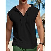 billige Treningsskjorter uten armer-Herre Singleter Vest topp Underskjorte Ermeløs skjorte Ermeløs Med hette Sommer عادي Mote Designer Muskel utendørs Ut på byen Treningssenter Svart Hvit Kakifarget Topp T-skjorte for menn