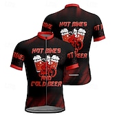 cheap Men's Jerseys-Men's Cycling Jersey Letter &amp; Number Beer Short Sleeve Bike Tee Tshirt Jersey with 3 Rear Pockets Mountain Bike MTB Quick Dry Anatomic Design Wicking Breathable Sports Yellow Red Blue Clothing Apparel