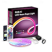 abordables Lumières intelligentes-néon bande lumières intelligent corde lumières tuya wifi bluetooth bluetooth musique app prise de contrôle à distance alimentation courses de chevaux néon bande lumières salon chambre décoration