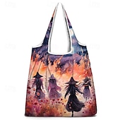 billiga Hand- och toteväskor-tygväska med färgglad design för häxor för kvinnor - perfekt för halloweenshopping och vardagsbruk