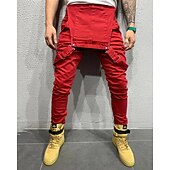 cheap Cargo Pants-Men's Cargo Pants Tactical Pants Trousers Suspender Pants Pocket Plain Wearable Outdoor Daily Camping &amp; Hiking Fashion Classic Black Red
