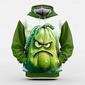 baratos moletons 3d masculinos-Homens Abóbora Engraçado Moletom Moletons Moletom Manga Longa Moletom com capuz Gola Redonda Moda Impressão 3D Verde Outono Inverno Designer