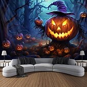 voordelige halloween wandtapijten-Halloween decoraties blacklight wandtapijt jack o lantern uv reactief glow in the dark glow party psychedelisch trippy misty hangend wandtapijt muurschildering voor woonkamer slaapkamer