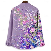 economico Modello di piante-Per uomo Floreale Camicia da Spiaggia Camicia con Bottoni Manica Lunga Hawaiano Casual Vacanza Quotidiano Autunno Primavera &amp; Estate Camicie con Colletto Stampa 3D Bianco Rosa Blu Viola Verde